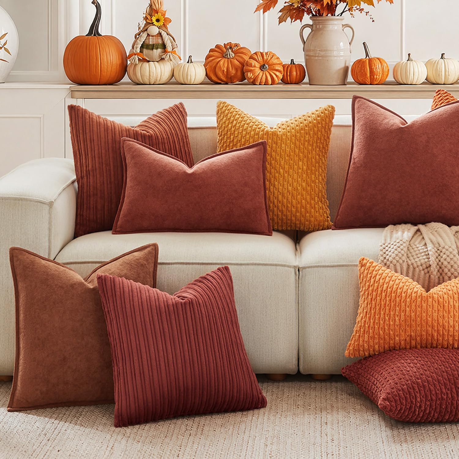Amazon.com: Kevin Textile Striped Corduroy 20”x20” Pillow Covers 2