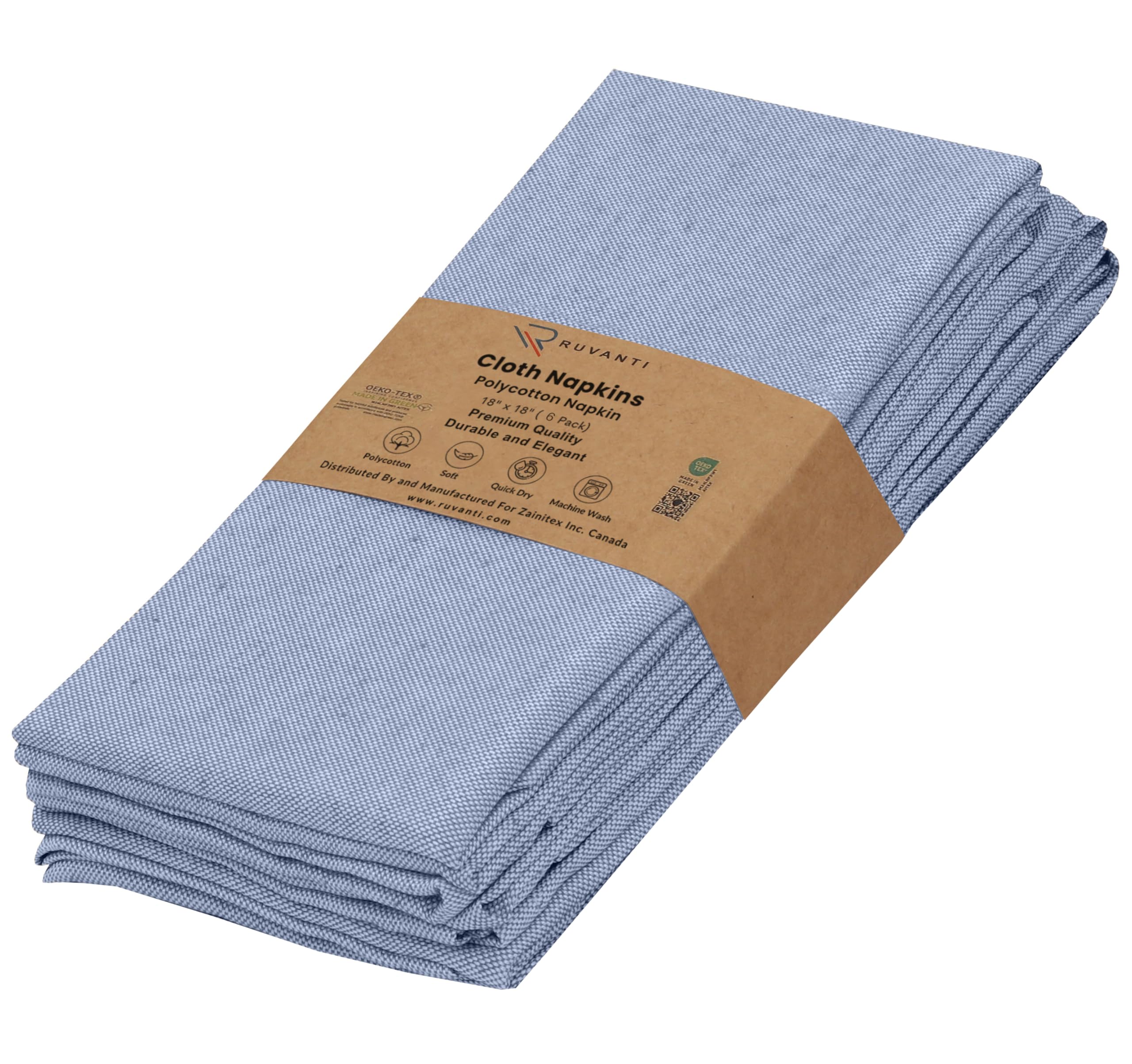 Ruvanti Midnight Blue Cloth Napkins Set Of 6, 18X18 Reusable Napkins Cloth Washable, Soft & Durable Table Napkin, Poly Cotton Fabric Dinner Napkins For Parties, Christmas, Thanksgiving, Weddings