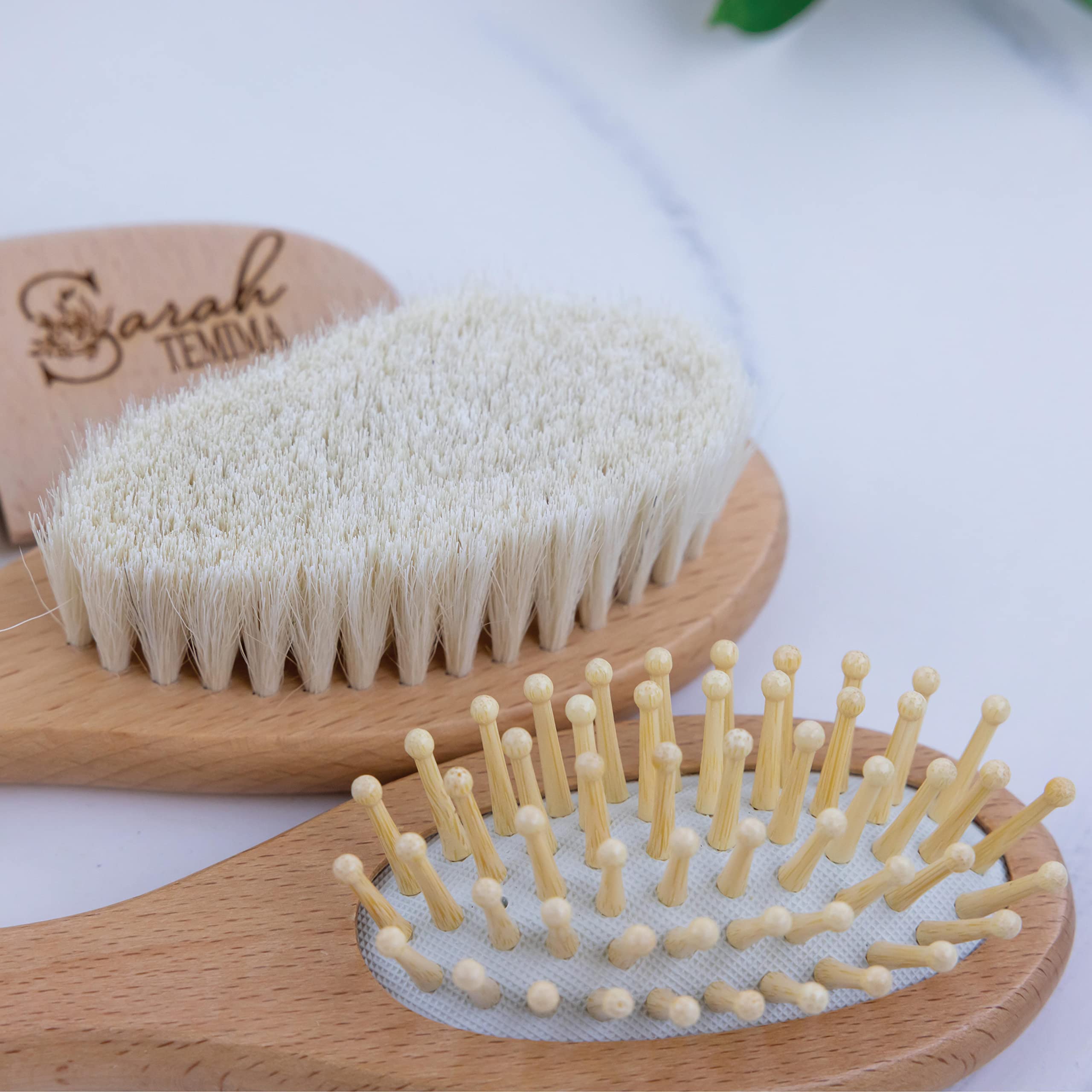 Forever Personalized Baby Hair Brush Set | Custom Baby Gifts | Wooden Gift Sets | Perfect for Cradle Cap | Natural Goat Hair | 3 Piece Set for 0-3 Years