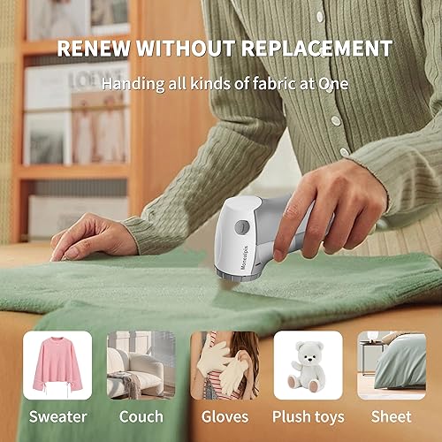 Miniatura 2 de Monealpis Removedor de pelusa para afeitadora de tela, eliminación de bolitas y pelusas para suéteres, ropa y muebles, removedor de píldoras a pilas