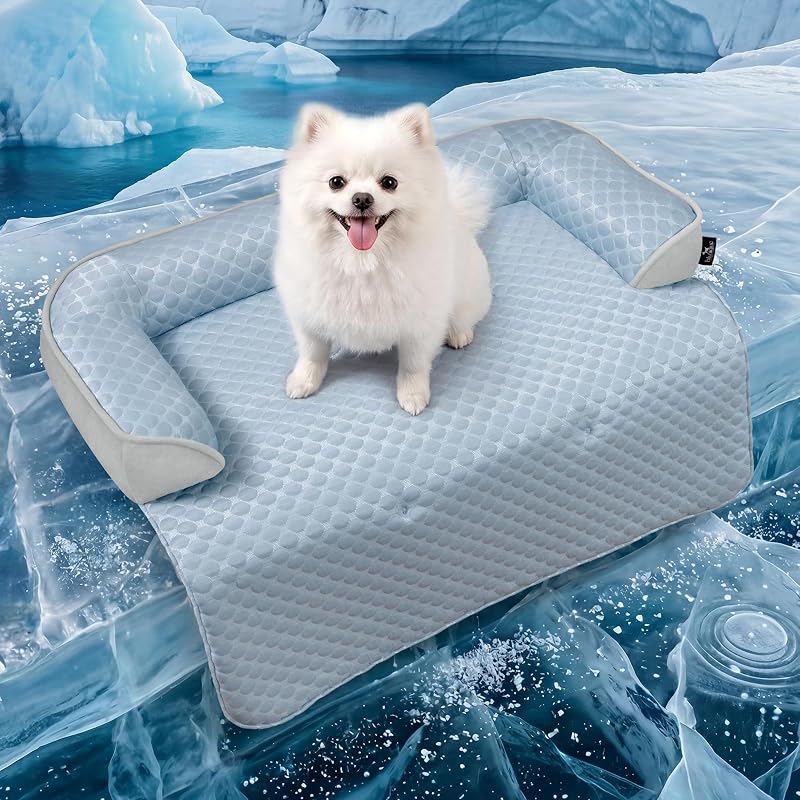 Tapete Refrescante para Cães com Capa Impermeável e Almofada em C, blunique, 88,9 x 78,74 x 11,43 cm