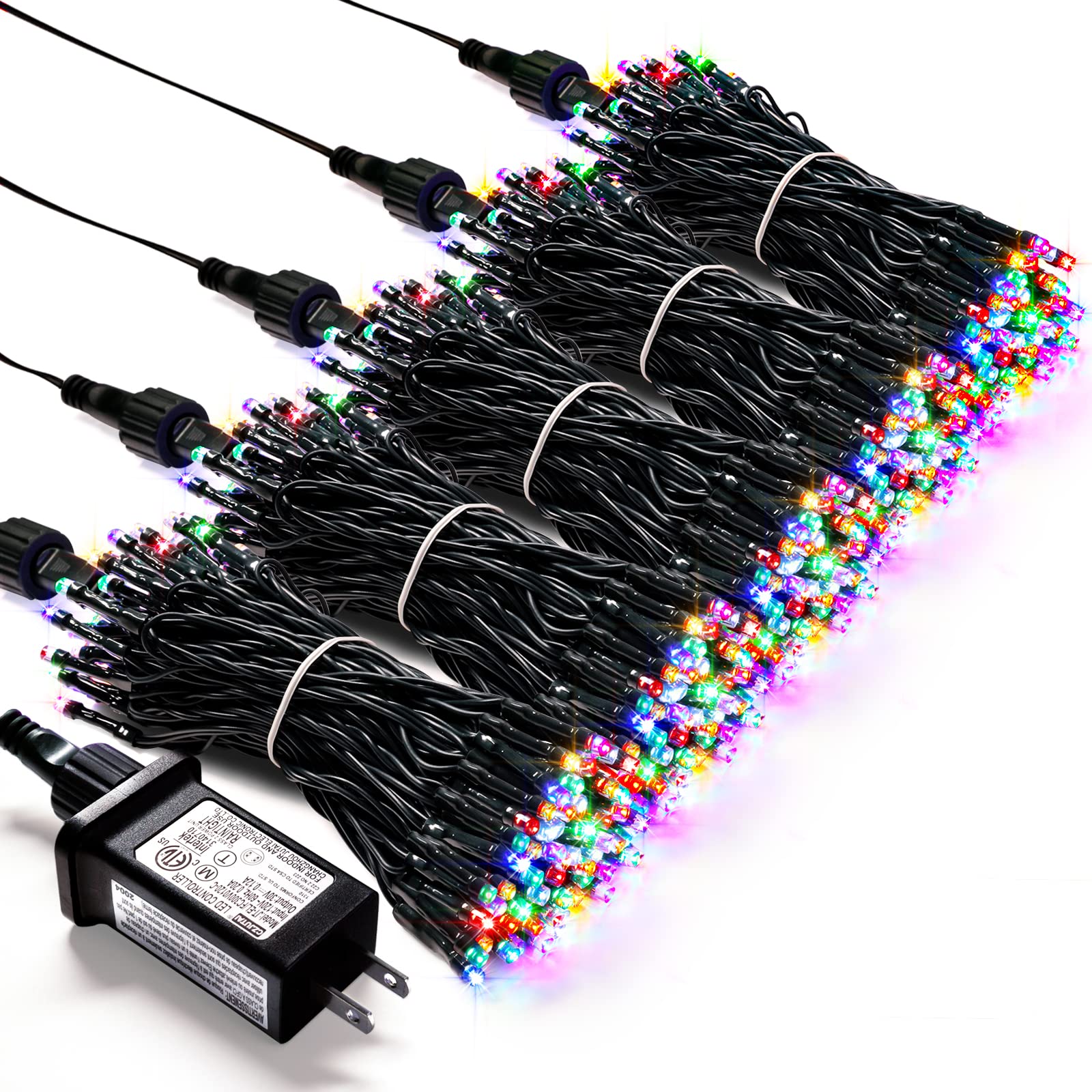 JMEXSUSS 500 LED Christmas Lights Outdoor Waterproof, Multicolor Christmas Tree Lights Plug in, 8 Modes Twinkle Fairy String Lights for Indoor Xmas