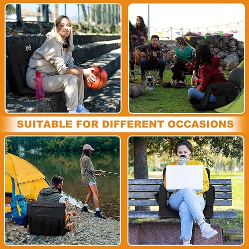 Miniatura 8 de LILYPELLE Wide Stadium Seats with Back Support, Thick Bleacher Chairs with Comfy Cushion, 6 Reclining Positions Stadium Chair Bleacher Chairs with