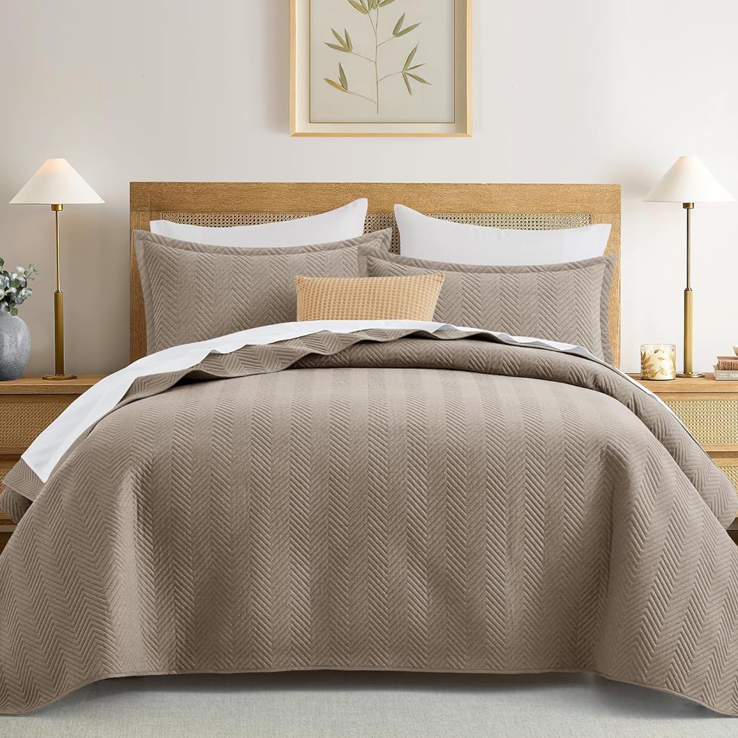 IR Imperial Rooms Twin Quilt Bedding Set Camel Bedspread Wave