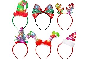 6 PCS Light Up Christmas Headband, LED Lights Christmas Headwear