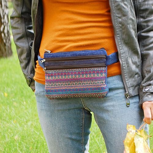 Miniatura 3 de Boho Pocket Fanny Pack, Waist Bag Women Men, Festival Travel Belt Pouch, Cell Phone Purse