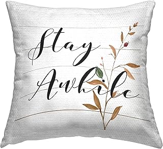 Stupell Industries Stay Awhile Cottage Phrase Outdoor Printed Pillow, 18...