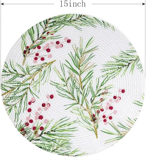 Miniatura 6 de FunWheat Juego de 6 manteles individuales redondos para mesas de comedor, lavables, antideslizantes, de 15 pulgadas, para Pascua y primavera (árbol
