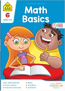 School Zone Math Basics 6 Workbook: 6th Grade Powers, Exponents, Fractions, Order of Operations | Ages 11-12, 64 Pages