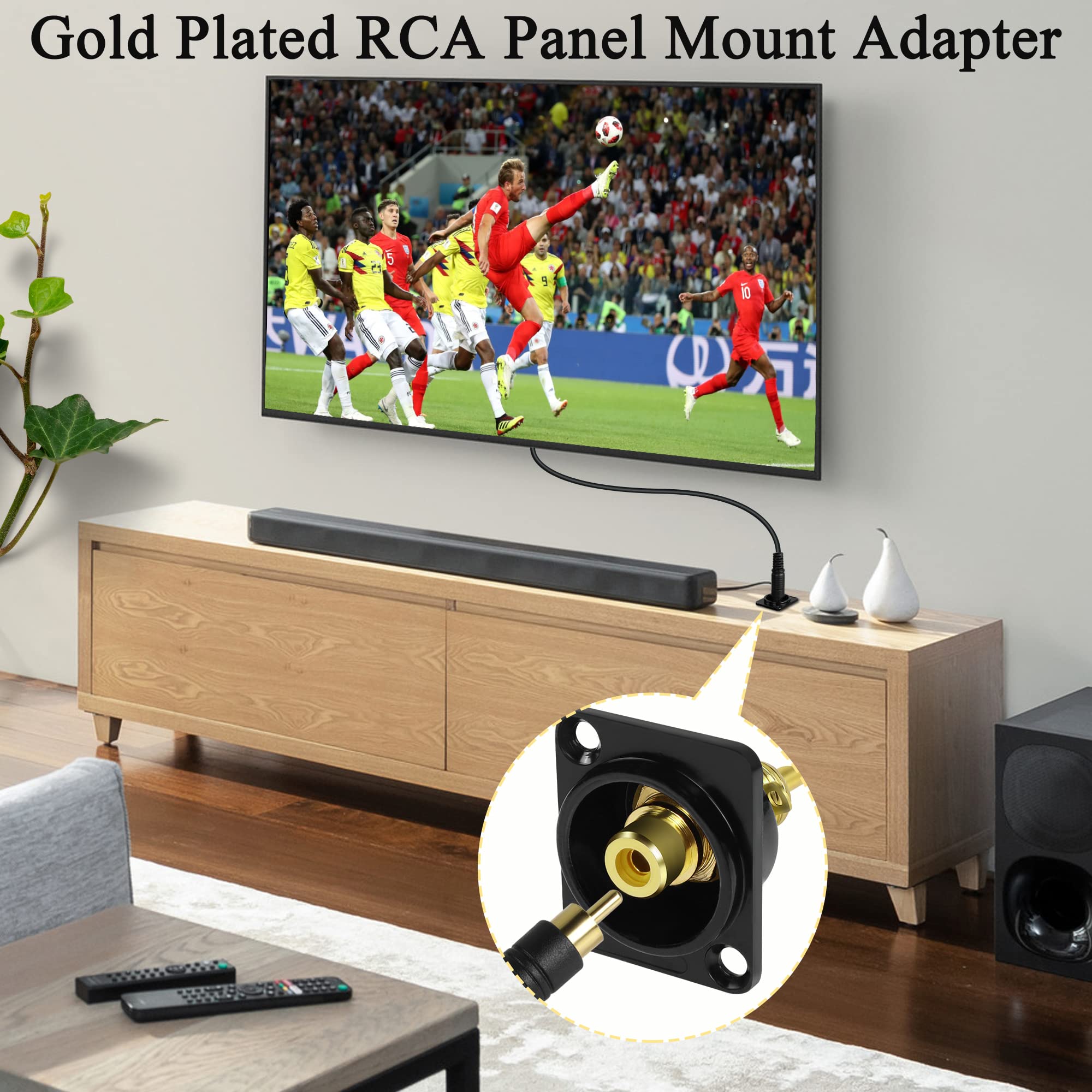 Adaptador RCA Dorado Para Panel – Montaje En XLR/D-Panel Con Terminal De Soldadura, Color Rojo