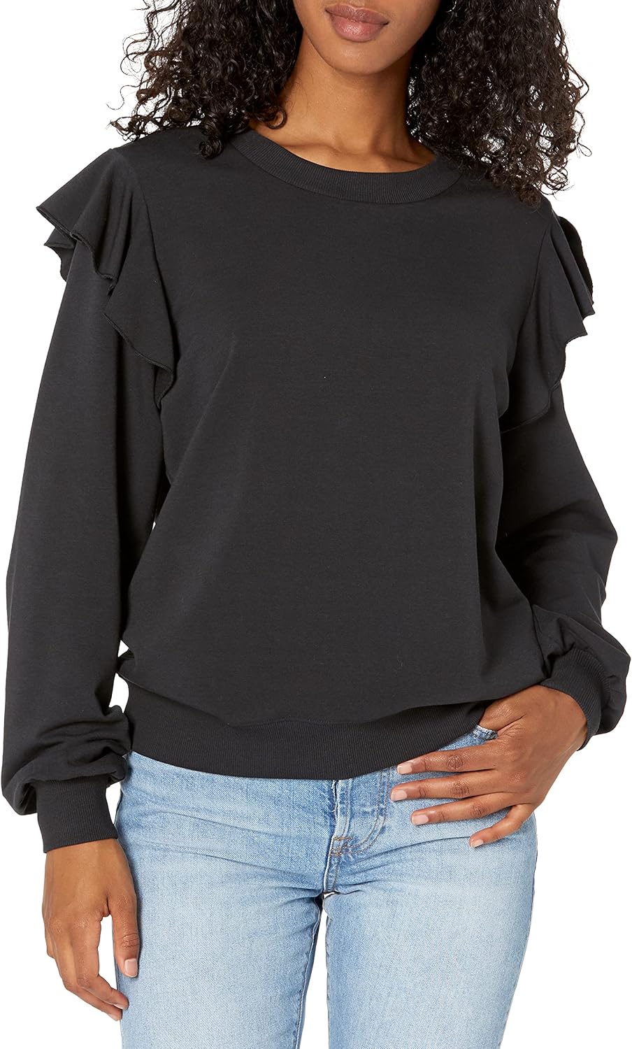 Ruby Ruffle Sleeve Crewneck Sweatshirt 