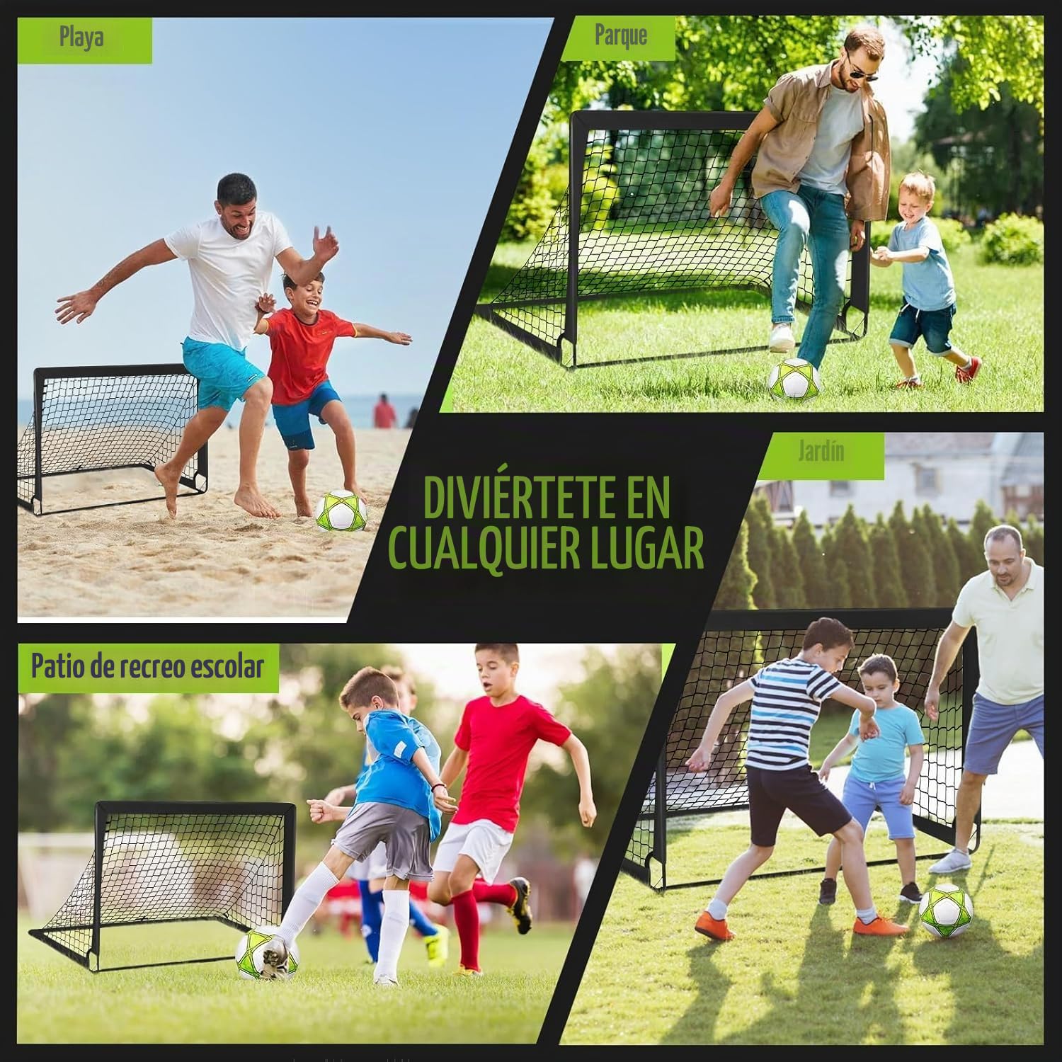 Porteria Futbol Niños para Patio, 2 Porterías de 1,2 x 0,9 m, Portátil, Equipo de Entrenamiento con Balón, 10 Conos, Bolsa de Transporte, Red de Práctica para Jóvenes, Deportes