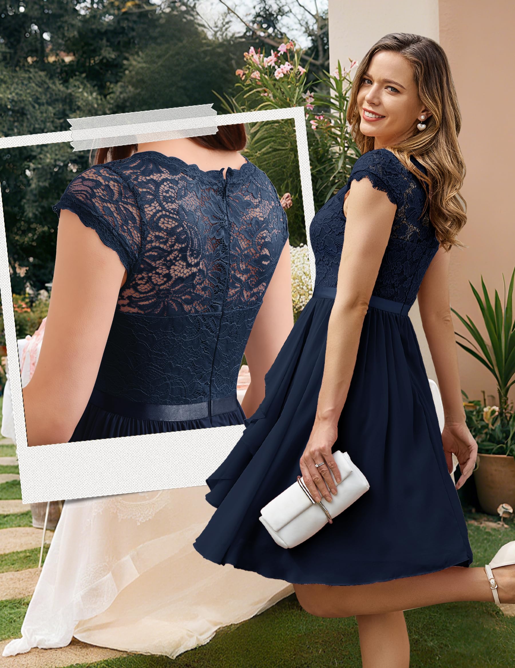 Wedtrend Elegancka sukienka koktajlowa, damska, wieczorowa, na wesele, elegancka, linia A, z falbankami