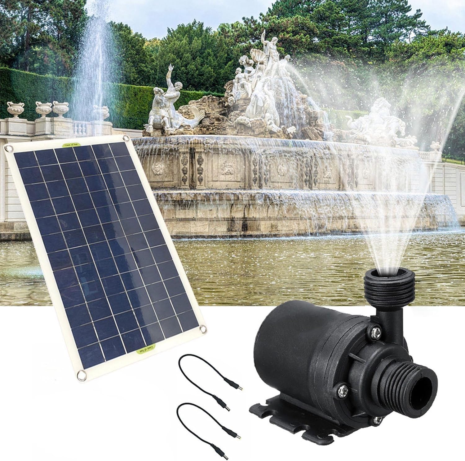 Solar Fountain Pump Kit Powerful 20W Panel Submersible Low Noise 12V for Bird Bath Fish Pond Garden Hydroponic