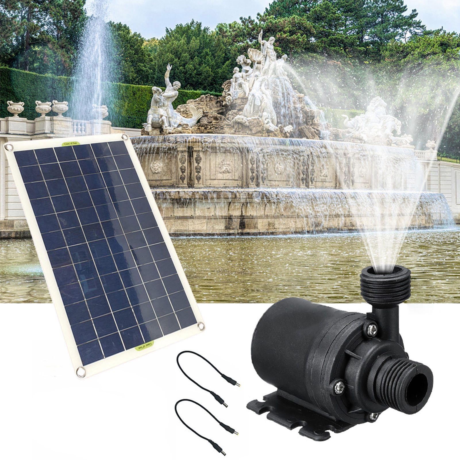 Alomejor Solar Fountain Pump Kit 20W, Low Noise Design | Configurazione semplice, ampi scenari applicativi, tensione 12 V, materiale ABS durevole