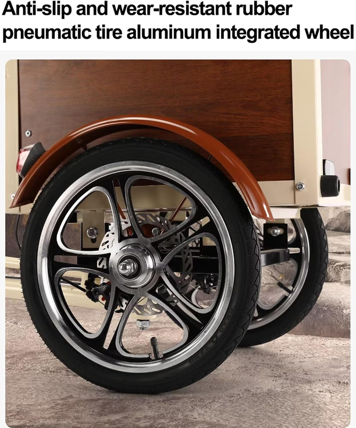 Inverted Pedal Tricycle with Front Wooden Box,Adult Tricycle with Training Wheels to Pickup Kids,Pets,Disc Brakes,3 Wheels Bike,for Cycling, Outing, Picnic