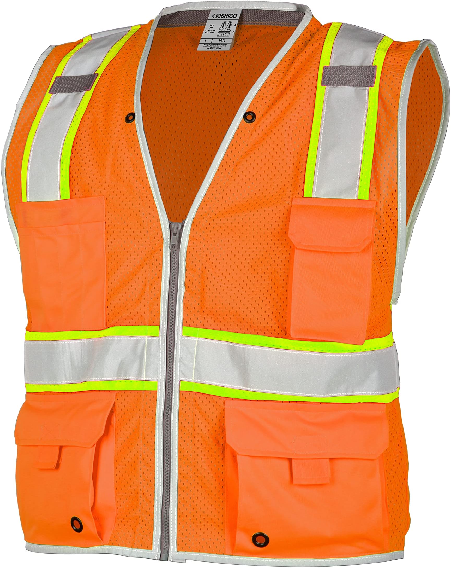Kishigo 1511 Ultra-Cool Polyester Brilliant Series Heavy Duty Vest, Medium, Orange