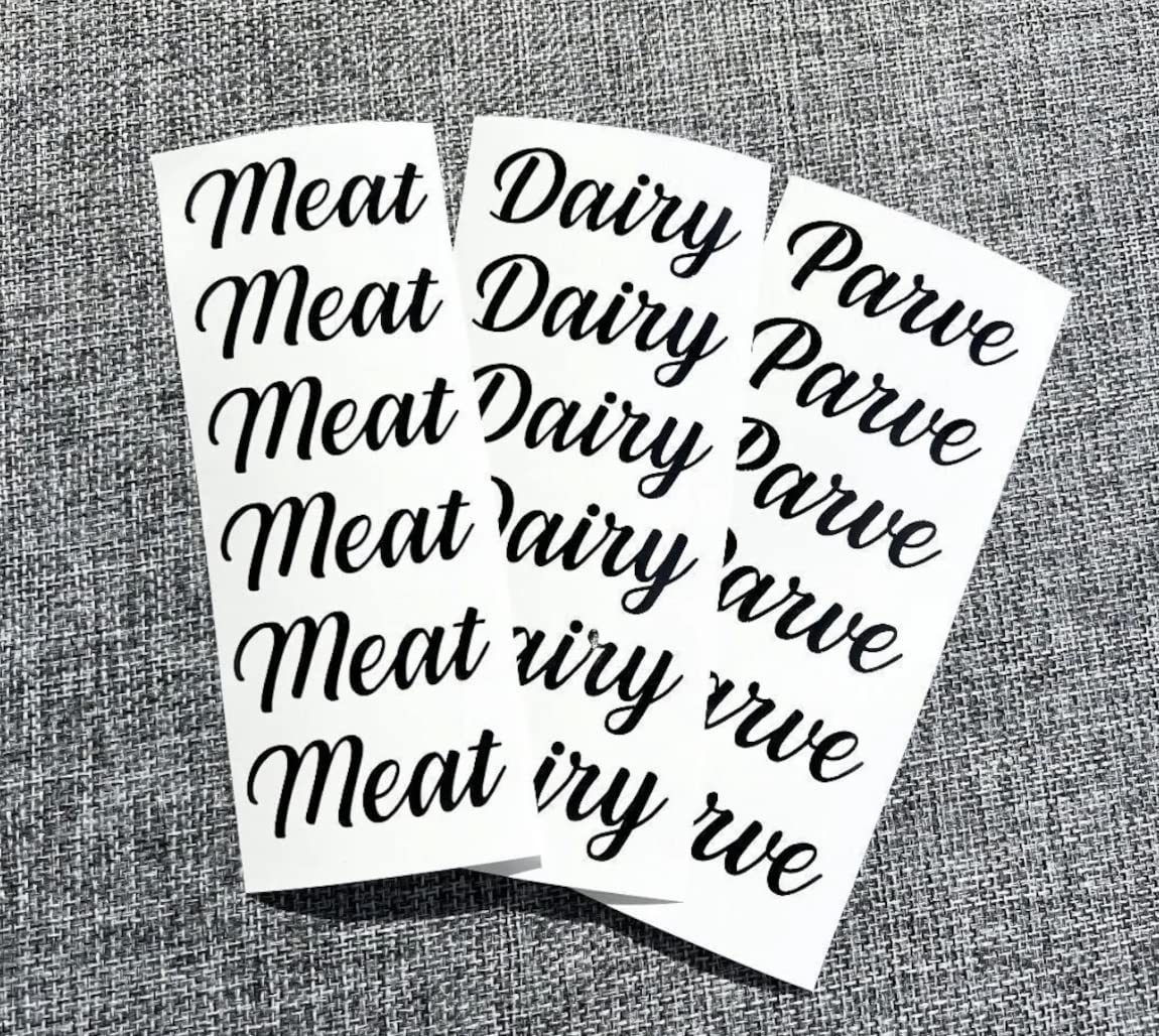 Kosher Meat, Dairy, & Parve Label Pack 18 Labels Total