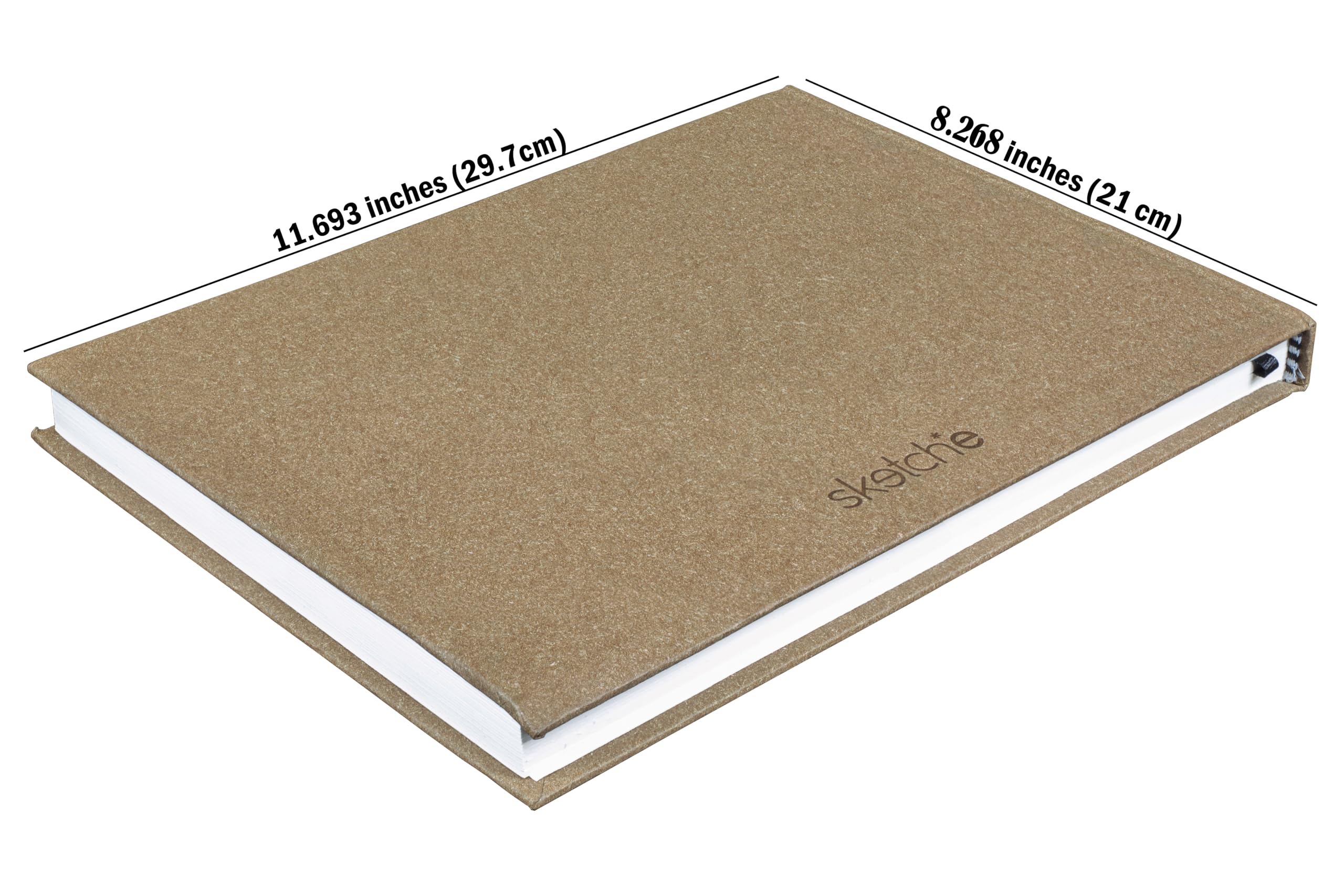 Creo Crafts Sketche Khadi - Cuaderno de bocetos de tapa dura A4 | 40 hojas/80 páginas | Papel de cartucho sin ácidos de 200 g/m² | Bueno para marcador de acuarela, acrílico, tinta, pastel al óleo