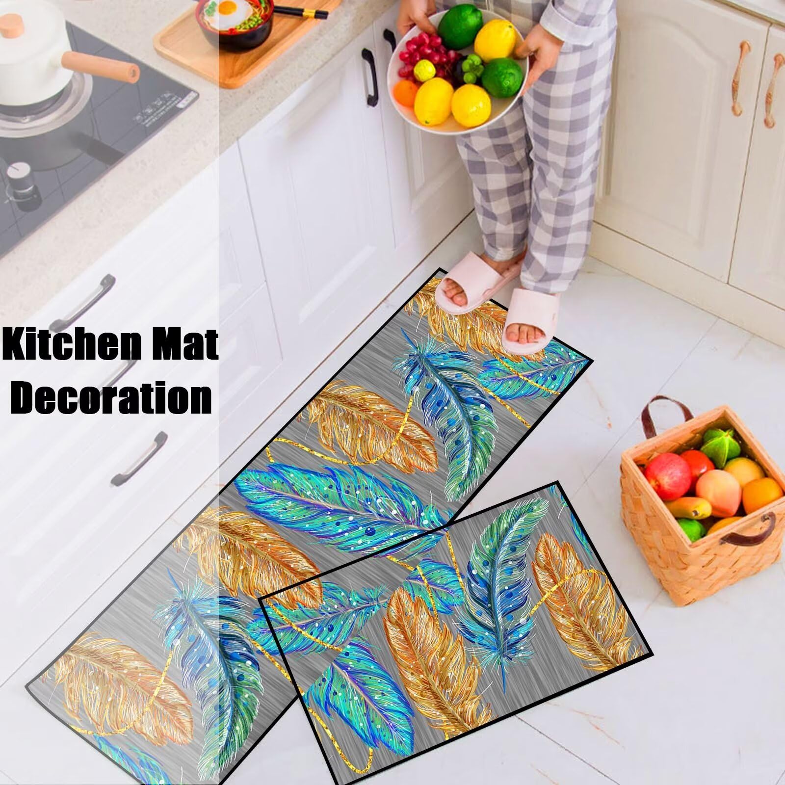 UFAMILUK Tapis Cuisine Long 40x300cm - Antidérapant, Lavable, Design Moderne Pour Couloir, Cuisine Ou Salon