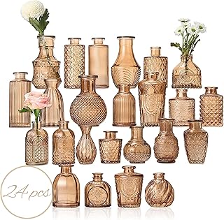 Timeliss Glass Bud Flower Vase Set, Clear Glass Vases for Home Decor, Centerpiece Table Decorations for Weddings, Parties ...