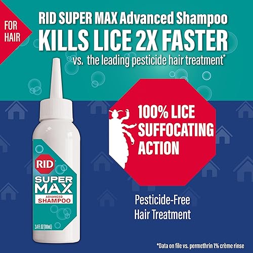 Miniatura 2 de RID Super MAX 5 en 1 Kit completo de tratamiento de piojos para el cabello y el hogar, mata súper piojos y huevos en el cabello y el hogar, champú