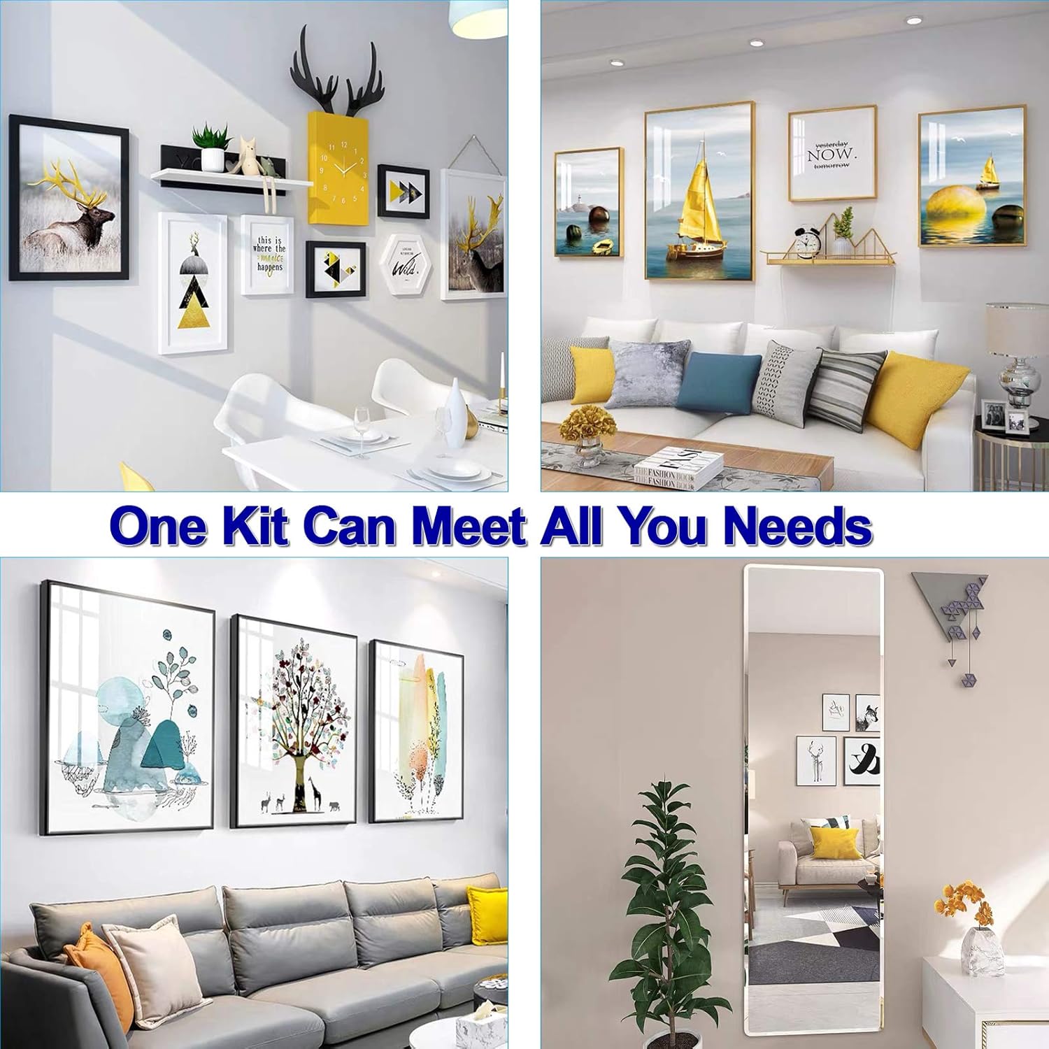 Picture Hanging Kit, 226pcs Picture Hangers,Picture Hanging Hooks,Picture Hanging Hardware with Heavy Duty Picture Hooks, Hanging Wire,Nails for Wall Hanging