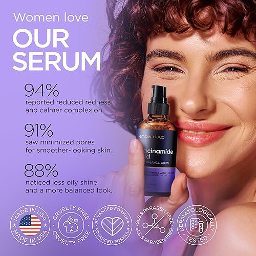 Miniatura 5 de Suero de niacinamida para la cara 10% con zinc 1% vitamina B3 antienvejecimiento, cuidado avanzado de la piel para un tono uniforme, textura e