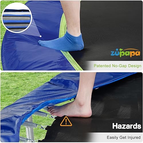 Miniatura 3 de Zupapa No-Gap Design 16 15 14 12 10 8FT Trampoline for Kids with Safety Enclosure Net 425LBS Weight Capacity Outdoor Backyards Trampolines with