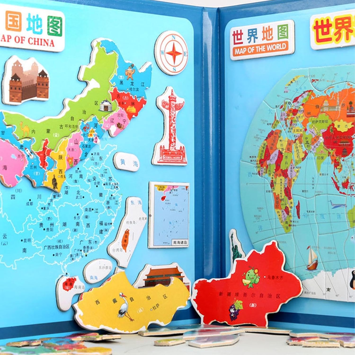 子供向け世界地図パズル、世界地図ジグソーパズル | 地図認知パズル 