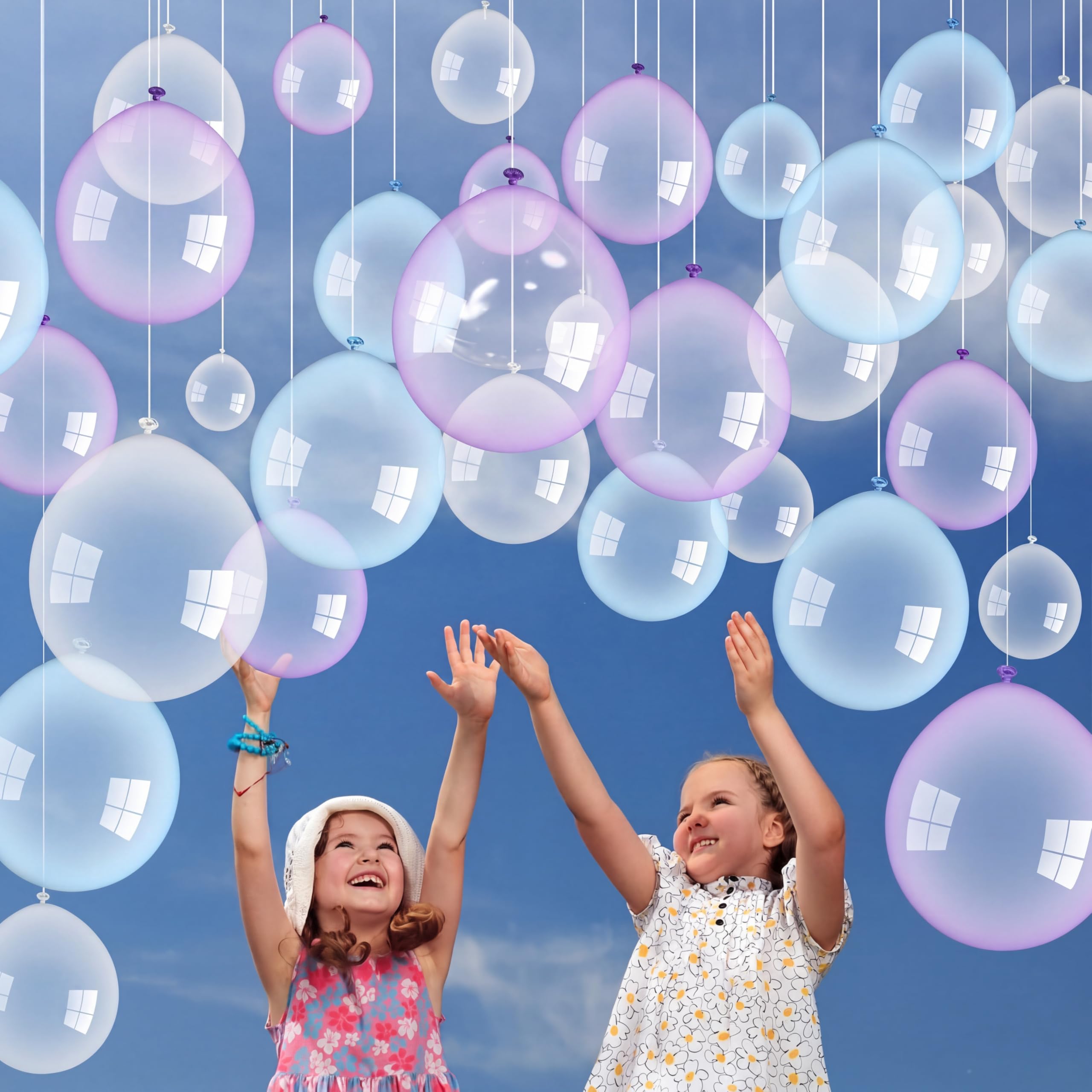 Photo 1 of 130 Pcs Clear Balloons Iridescent Transparent Bubble Shaped Balloons Blue Purple 10 Inch 5 Inch Mermaid Under The Sea Party Decorations Arch Kit Baby Shower Clear Bubble Party Wedding Bridal Shower