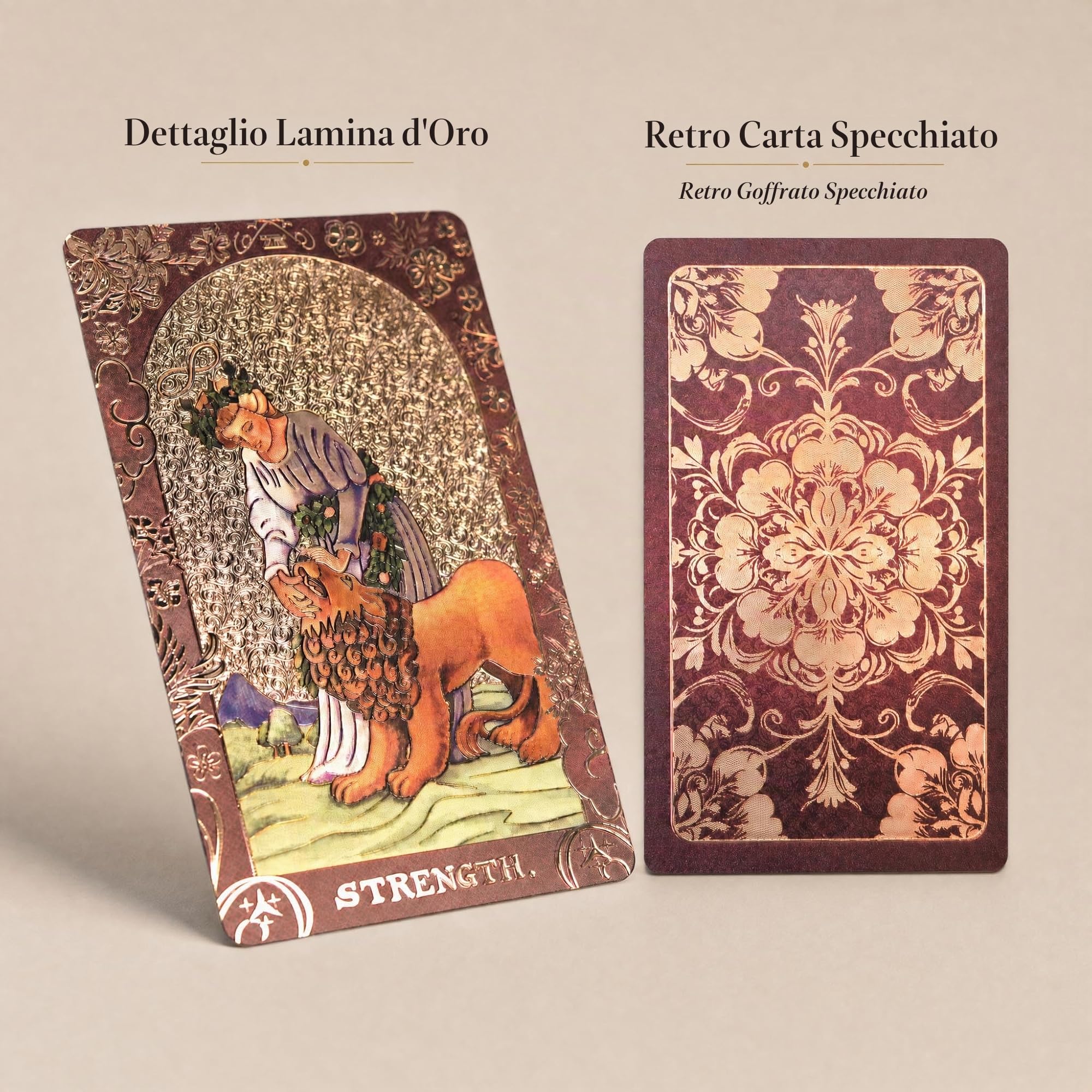 Tarocchi Inglesi Rosso Vino in Lamina d’Oro, 78 Carte + 2 Carte Bonus, Mazzo Tarot Impermeabile in PVC con Guida Illustrata da 36 Pagine