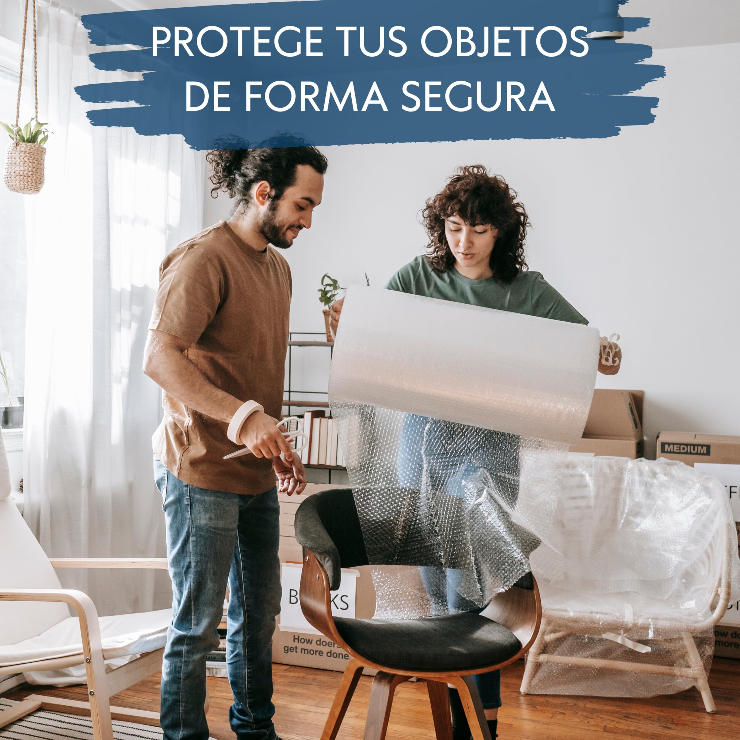 SANJOMA Bobina de Papel Burbuja para Embalaje | Plástico de Burbujas Protector para Envíos, Mudanzas y Almacenaje | Rollo de Burbuja Antigolpes y Antirrayas, Fácil de Usar (100 cm x 100 m)