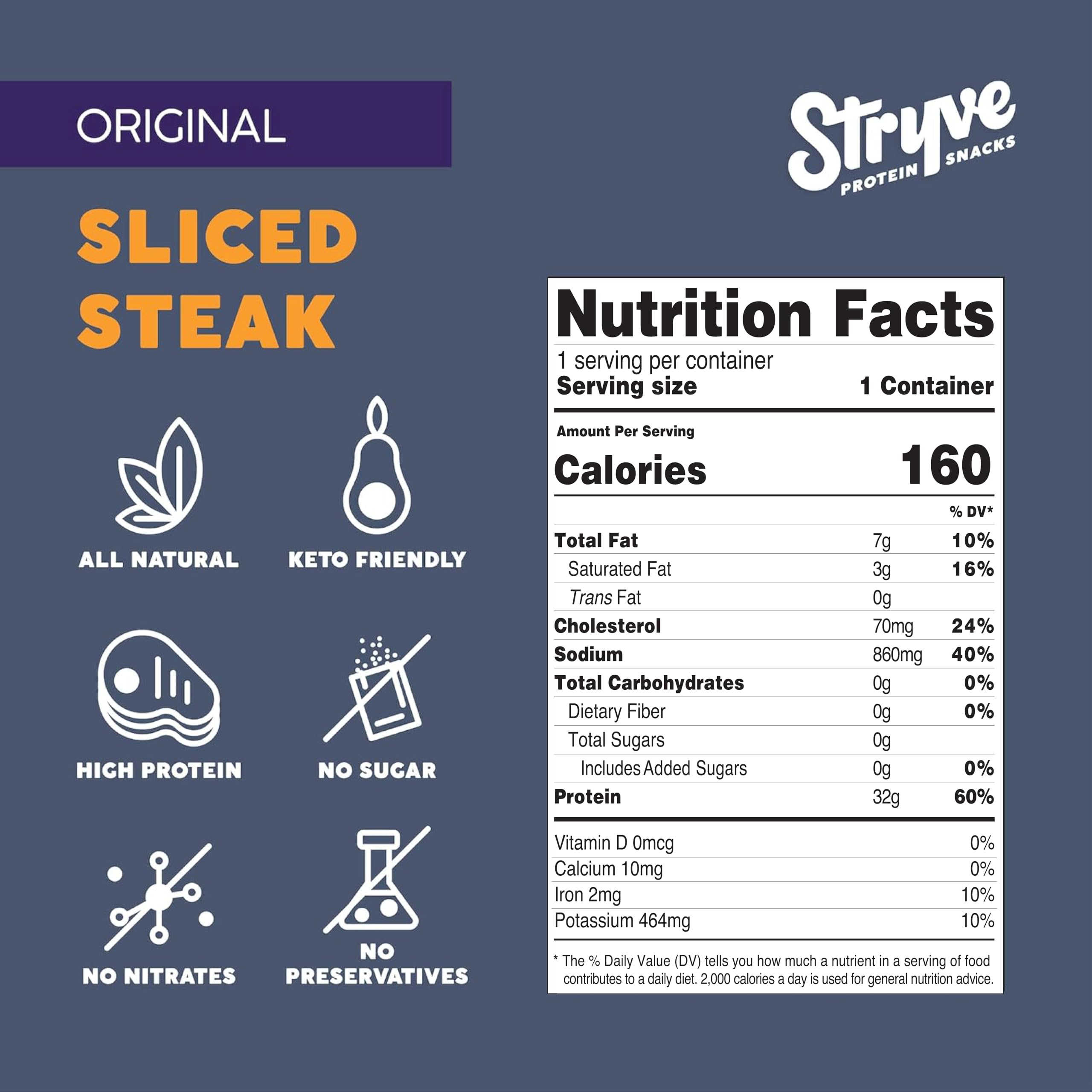 Stryve Protein Snacks - Better Than Jerky Steak Snacks. Protein Rich, Beef Biltong | 32g Protein, Sugar Free, Carbs Free, Gluten Free, Dairy Free, Keto & Paleo Friendly | Original, Pack Of 4 thumbnail 3