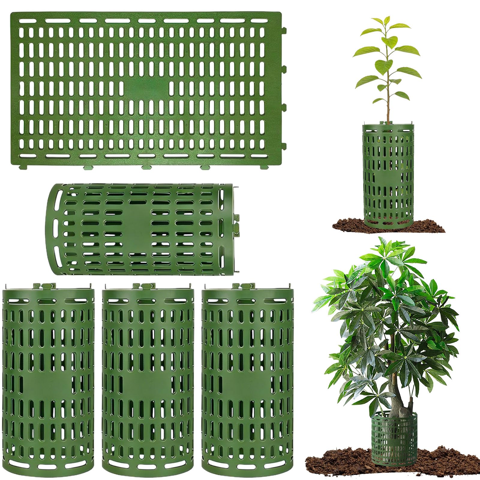 LXTaoler Tree Trunk Protector, 4 PCS Tree Protectors Tubes, Plant and Tree Trunk Protector Guard, Expandable Protectors Tube from Trimmers Animals for Shrubs Saplings