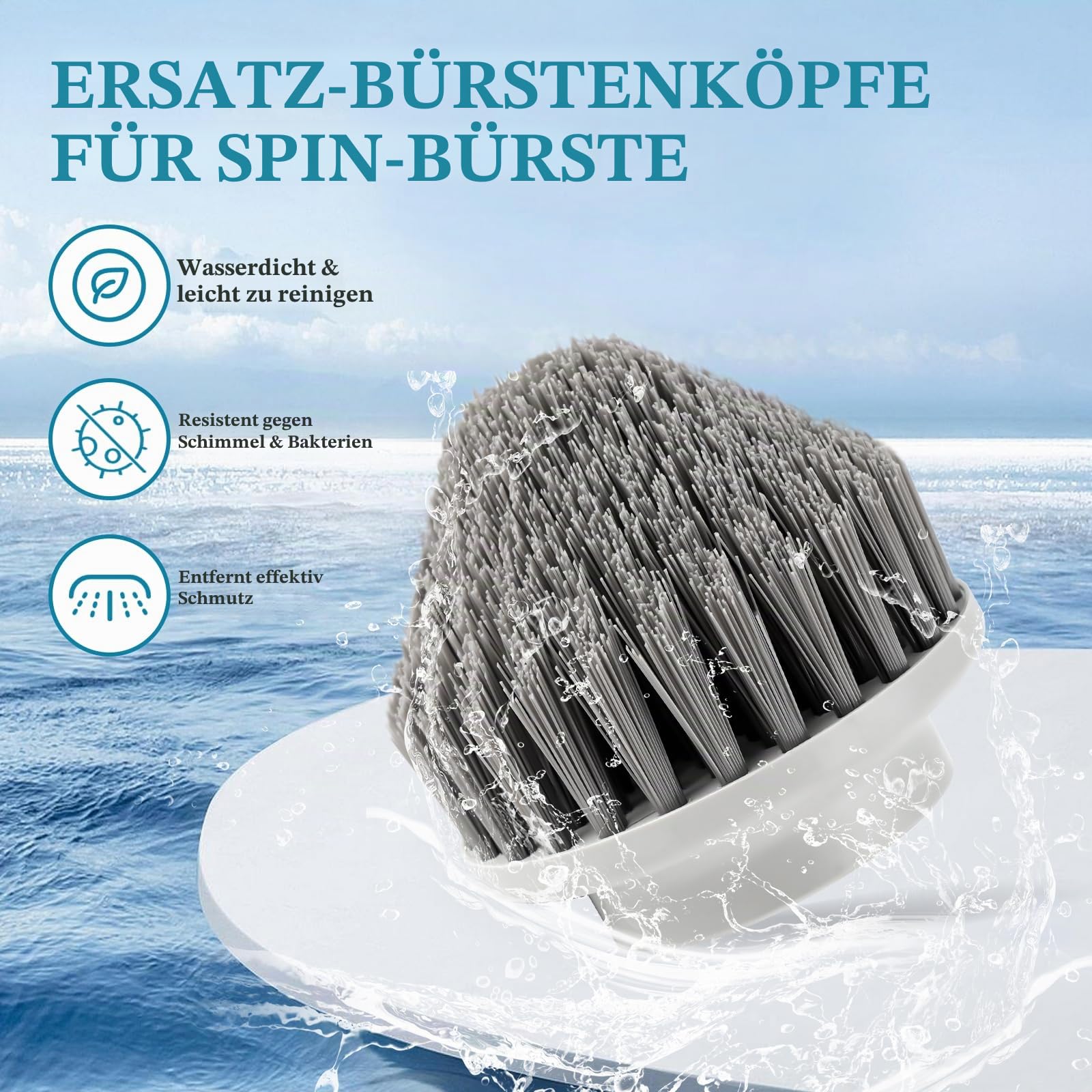 Spin Power Schrubber Ersatzbürsten Für Synoshi Reinigungsgerät Zubehör, 2 Stück Kegelbürstenköpfe Perfekt für Alle Ecken und Schwer Zugängliche Stellen