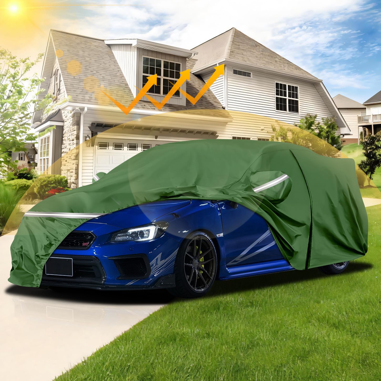 Car Cover Custom Fit for Subaru Impreza WRX STI 2007-2025 180X70X58 in Waterproof All Weather Exteror Cover Rain — view 3