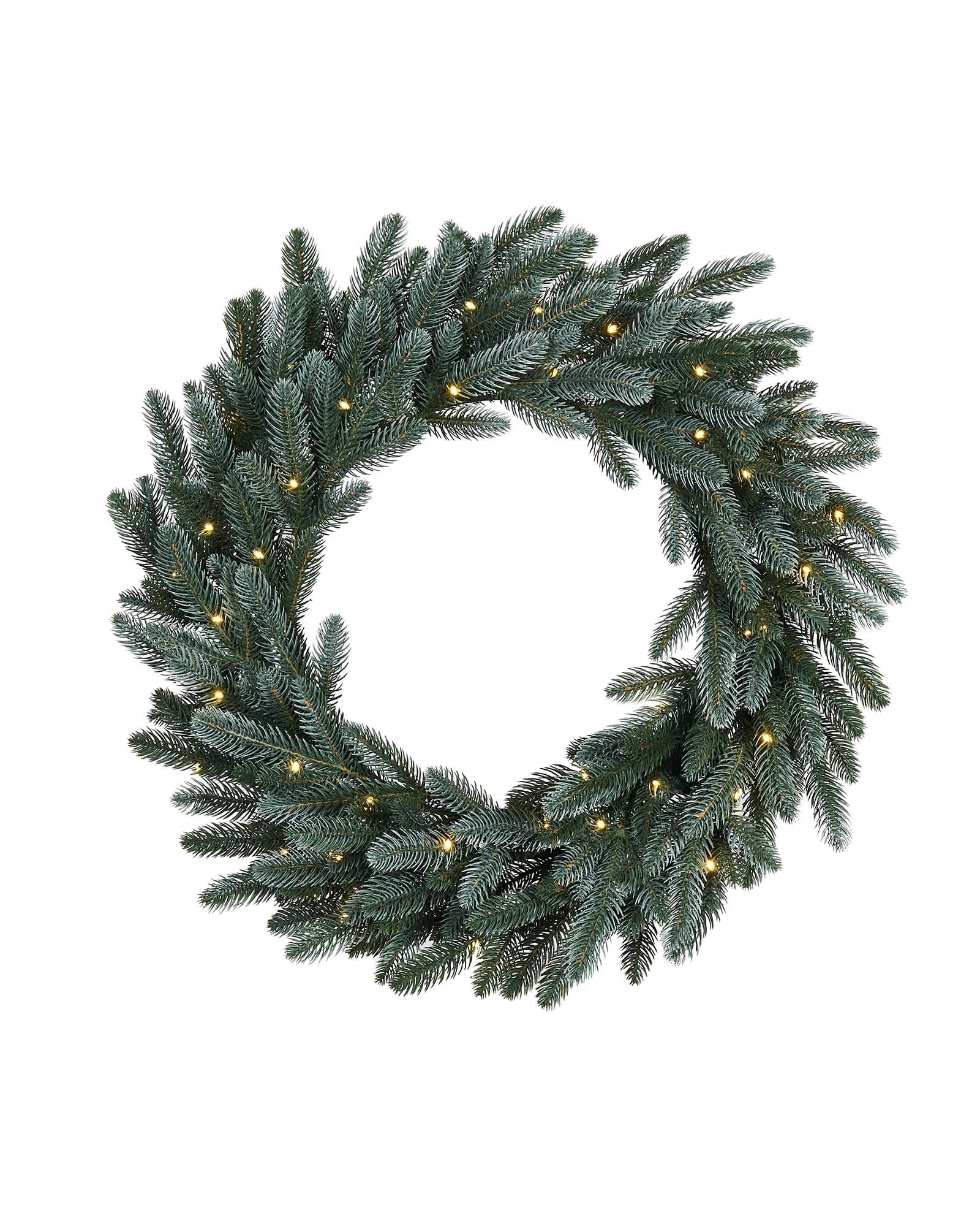 Pre-Lit Frosted Blue Mixed Pine Wreath, 60 cm