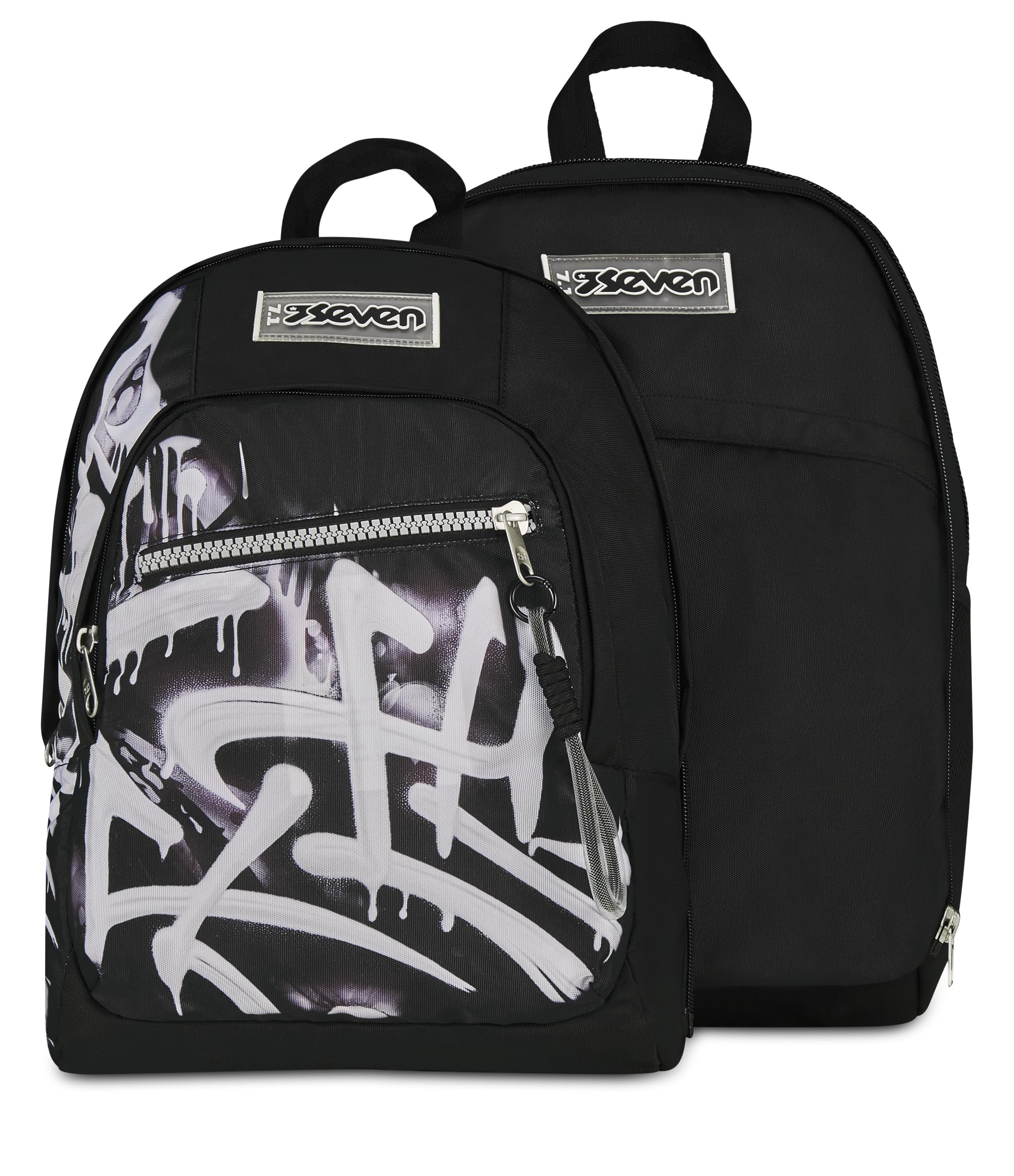Seven Zaino Scuola Dual Detach PLUMPY LINE BOY, Nero, 32 L, Doppio Scomparto, Multifunzione, Zaino Staccabile, Tasca con organizer, Scomparto porta pc, Scuola media e superiore, Bambino, Ragazzo