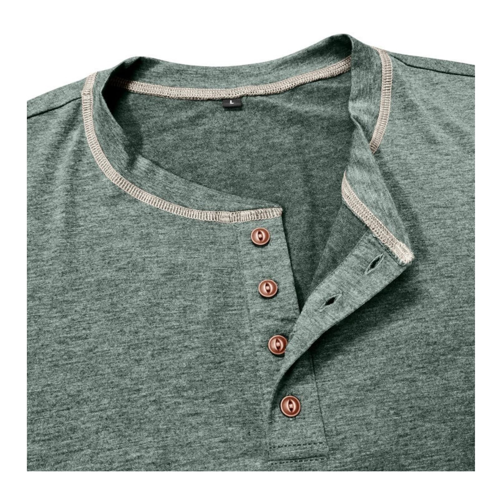 LAOARA T Shirt Uomo Maglietta Manica Lunga Cotone Slim Fit Henley Tshirt Maglia Bottone Magliette M-2XL