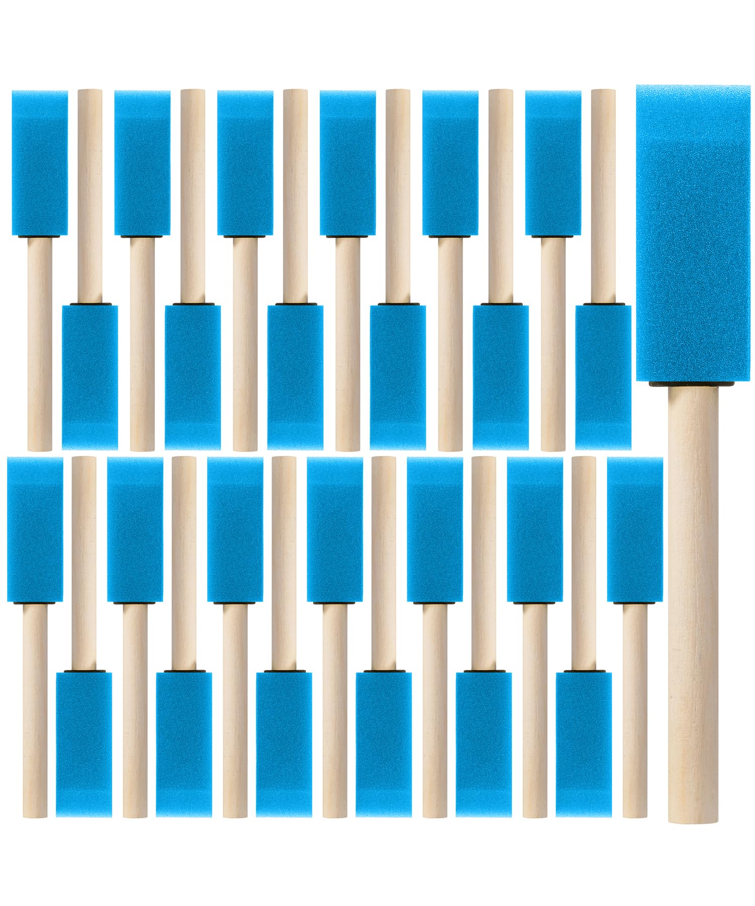 Bates- Foam Paint Brushes with Wood Handle, 1 Inch, 26 Pack, Blue, Sponge Brushes for Painting, Sponge Paint Brush