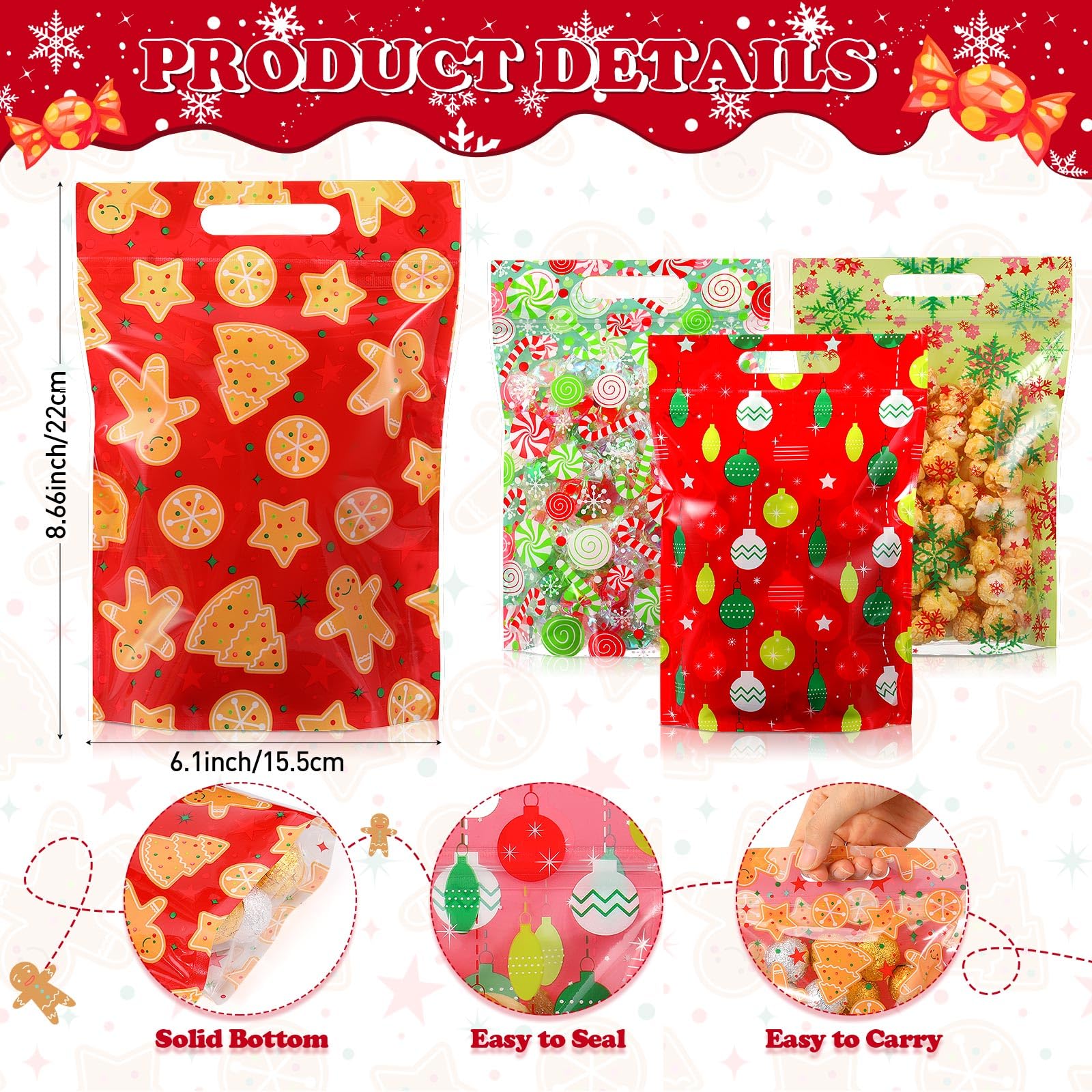 Christmas Ziplock Bag With Handle / Christmas Tree Snowman Zipper Bags For Handmade Candy Cookie Nougat Packaging Xmas New Year Party Favor Goodies Bag Doorgifts I.409539058