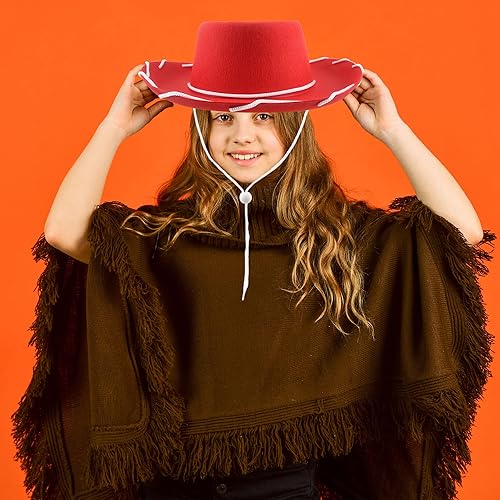 Miniatura 8 de Paquete de 10 sombreros de vaquero para niños, sombrero de vaquero occidental de fieltro para niños y niñas, cumpleaños, Halloween, suministros para