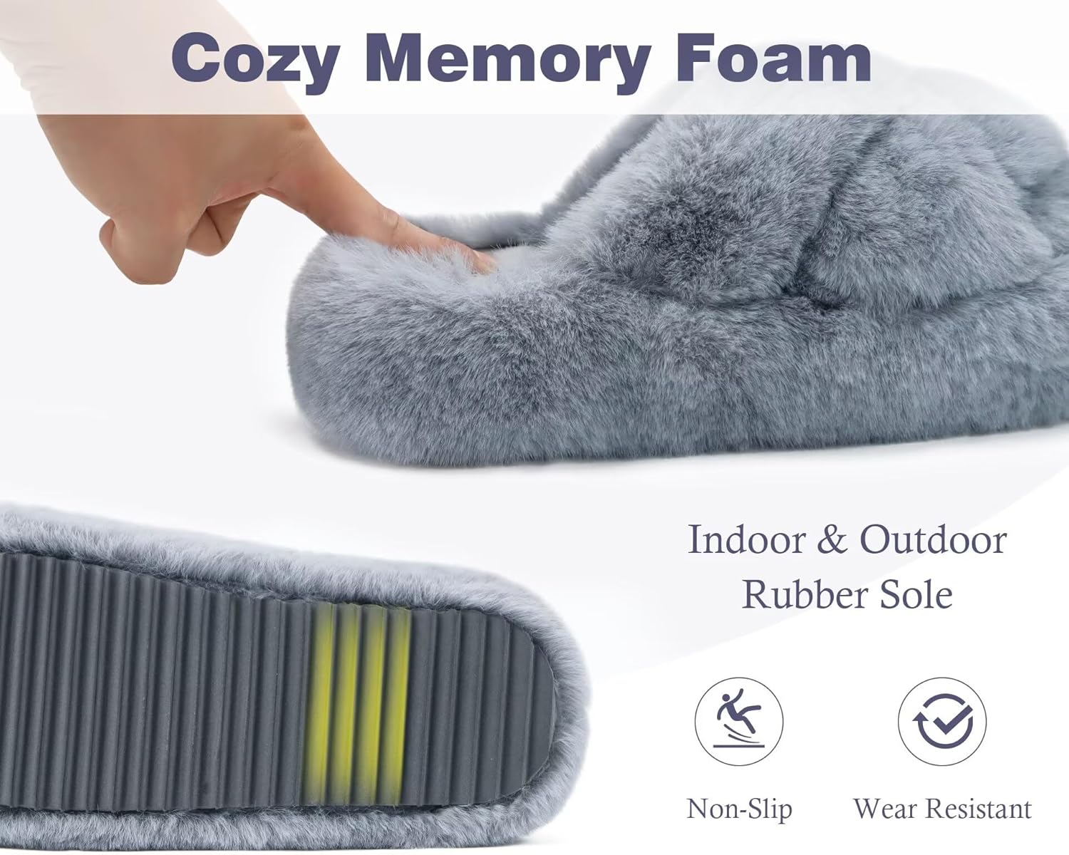 COFACE Women's Fluff Slippers House Open Toe Faux Fur Ladies Fashion Platform Fuzzy Slide Shoes with Comfort Arch Support, Indoor Outdoor Sole - Image 5