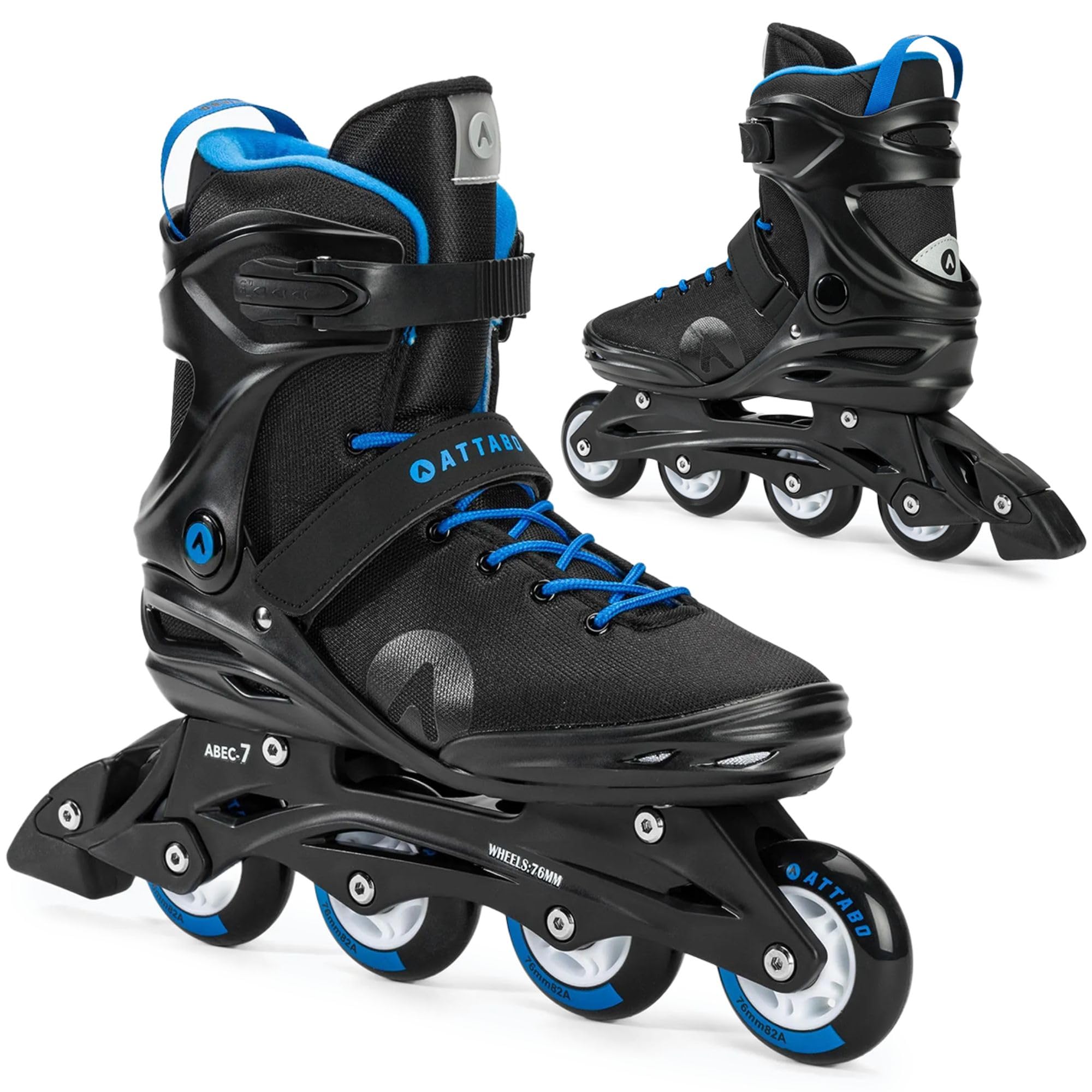 ATTABO Cyclone Fitness Pattini in Linea da Uomo Taglia 40-46 EU ABEC-7 Ruote in PU 82A Calotta semirigida TPR Freno Comfort Stabilità Vestibilità in tre Fasi Materiali Durevoli Colore Nero-Blu