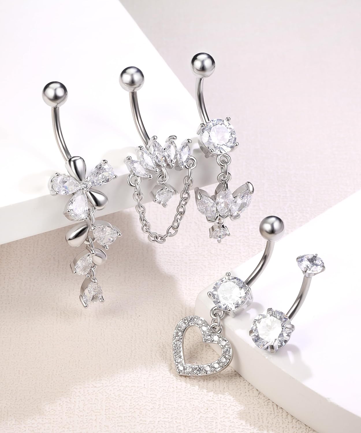 Dangle Belly Button Rings Piercing Jewelry for Women Surgical Stainless Steel Navel Dangly - Image 4