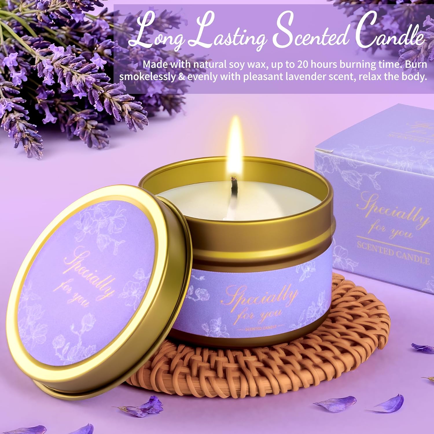 Birthday Gifts for Women, Self Care Gifts Get Well Soon Gifts, Lavender Relaxing Spa Gifts Basket Care Package w/Flannel Blanket & 20 oz Tumbler, Mothers Day, Christmas, Friendship Gift for Mom Wife - Image 5