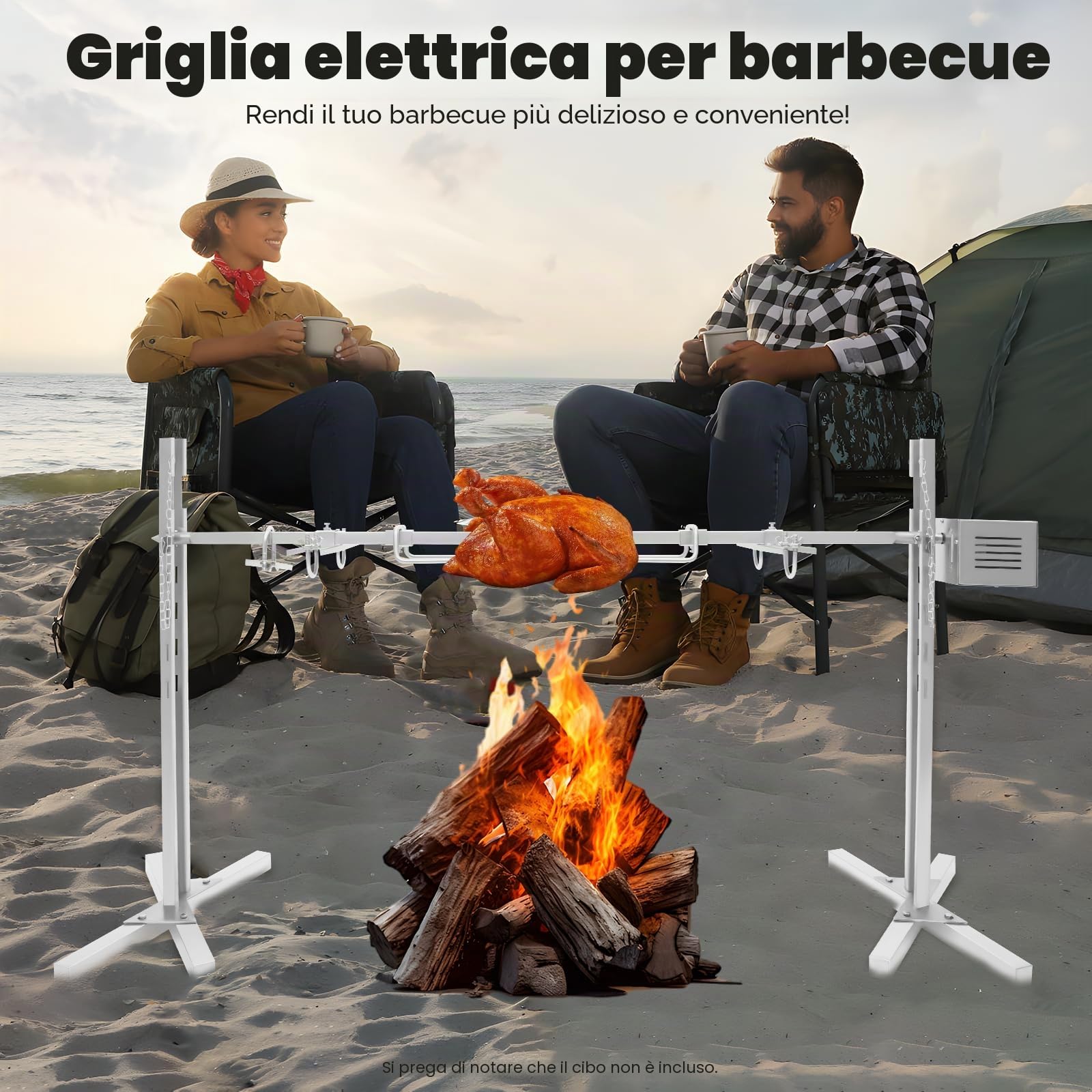 Set Spiedo per Griglia Spiedo Elettrico Girevole Spiedo Elettrico per Griglia 53 per Barbecue a Gas Barbecue a Carbone Griglia Accessori per Griglia Braciere BBQ Elettrico Spiedo per Griglia