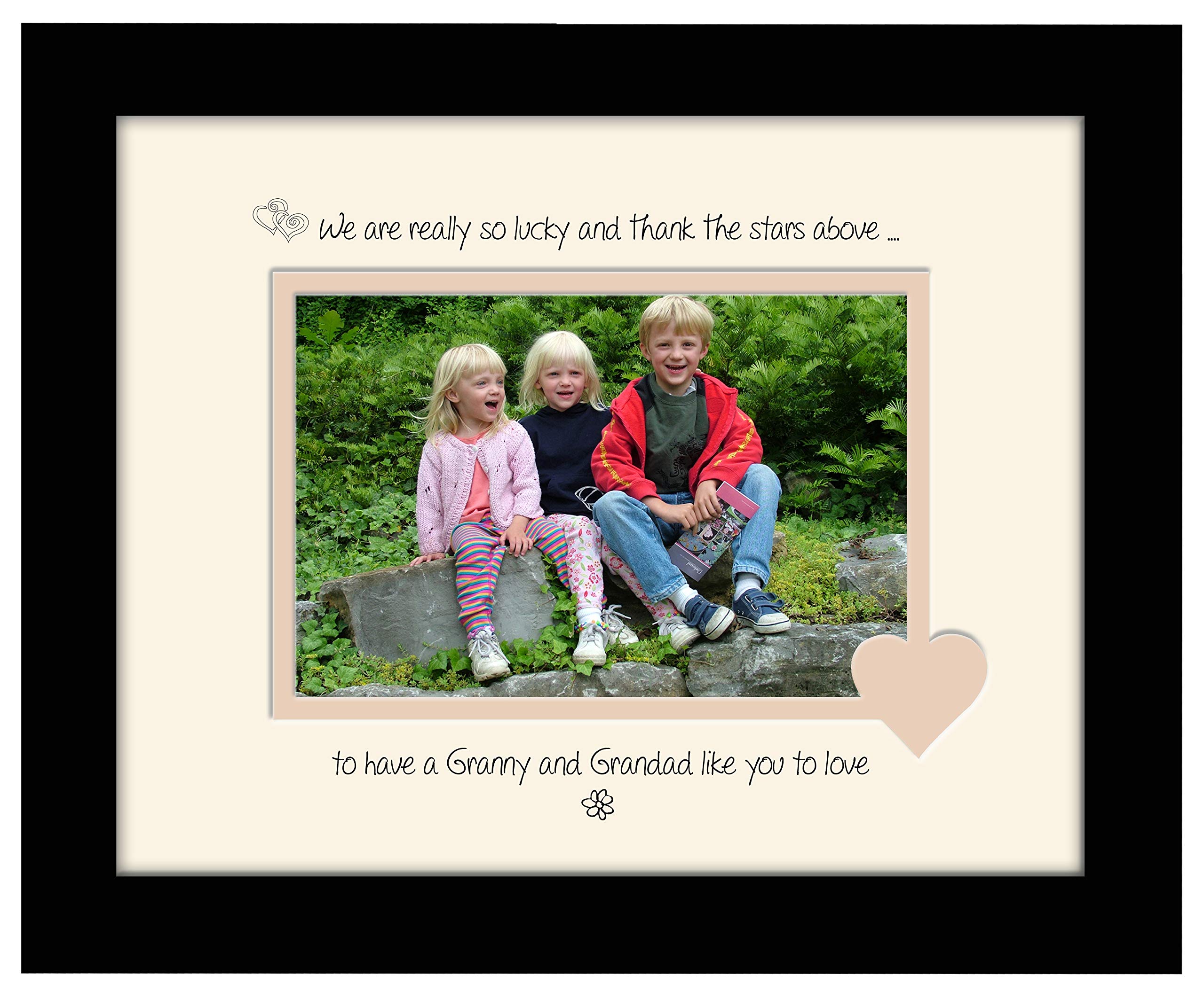 Photos In A Word Black Finish Frame Cream Mount Beige Inside Granny And Grandad Photo Frame We Thank The Stars Above Personalised Double Mounted Quality Gift 830F (Black Finish Frame Cream Mount Beige Inside)