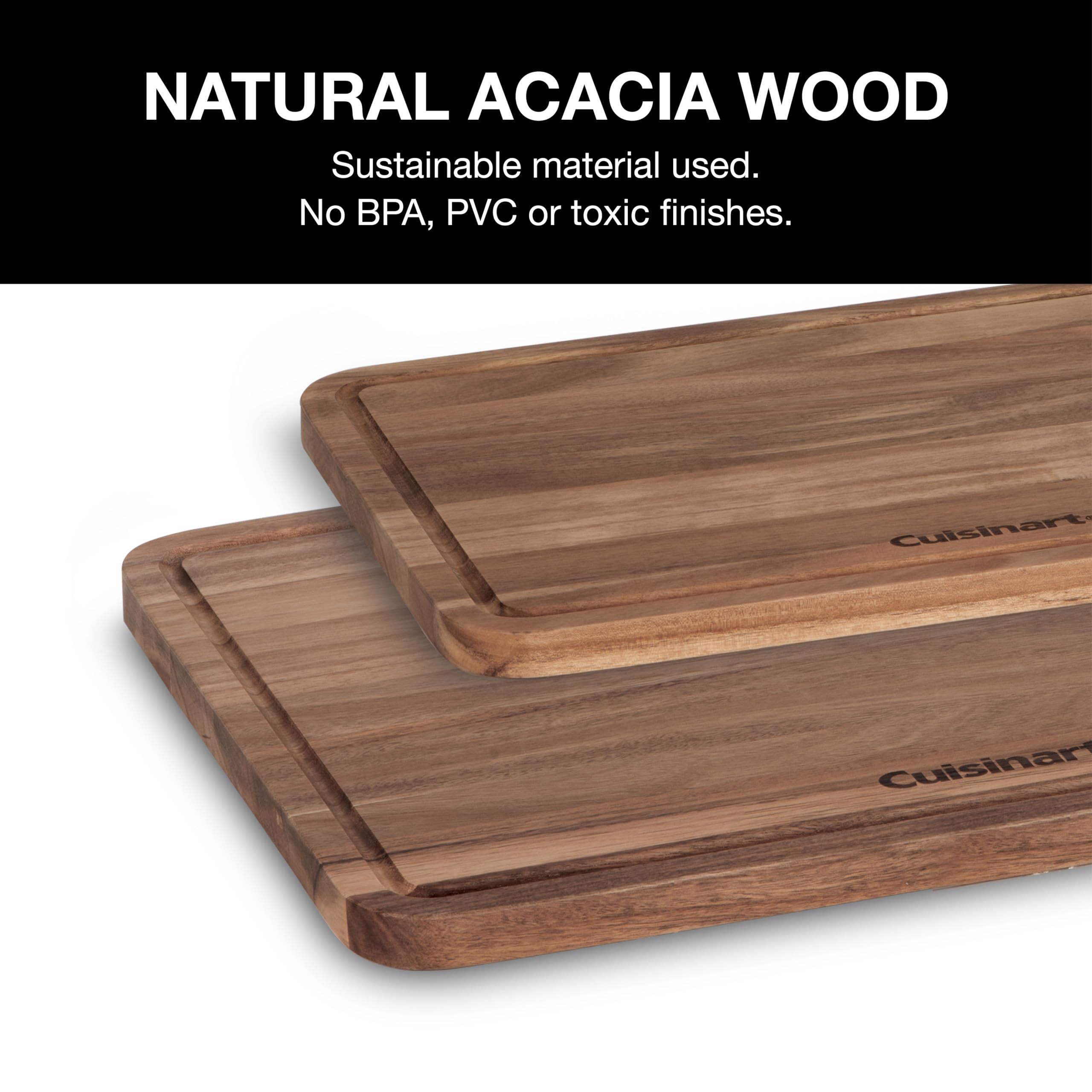 Cuisinart 2-Piece Acacia Wood Cutting Board Set, 17